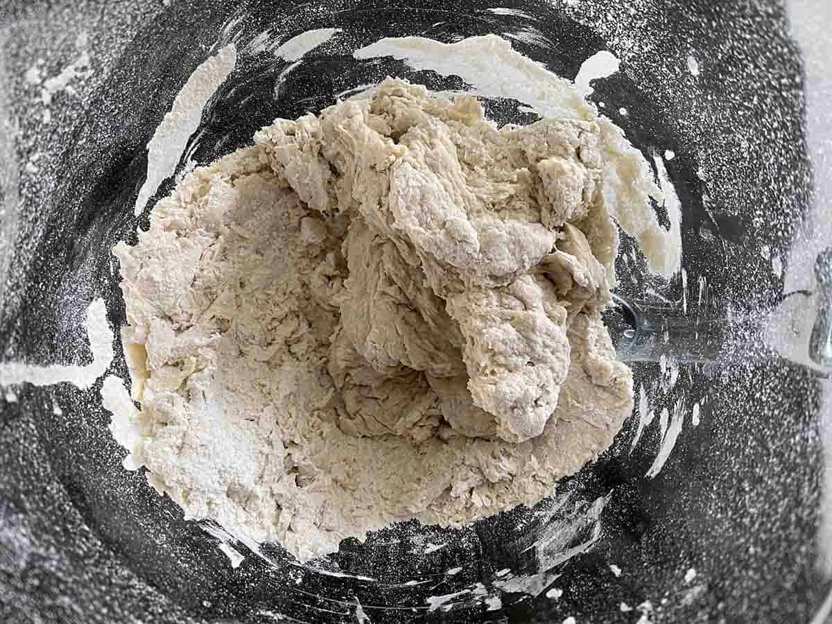 dough mix in a bowl after kneading. 