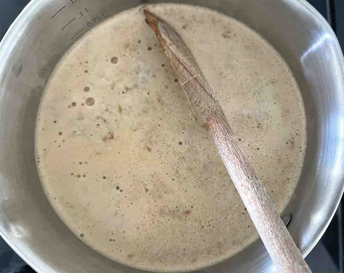 gravy in the saucepan.