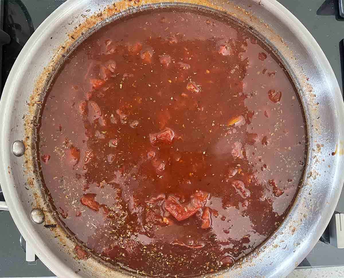 sauce in the frying pan.