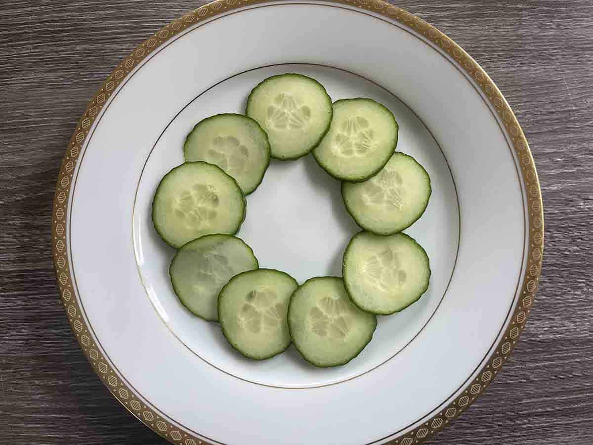 cucumber slices on a plate.