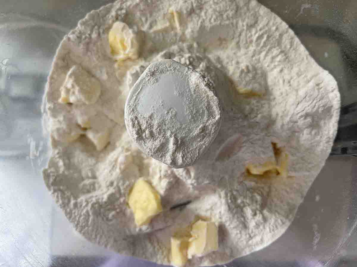 butter and flour in food processor.