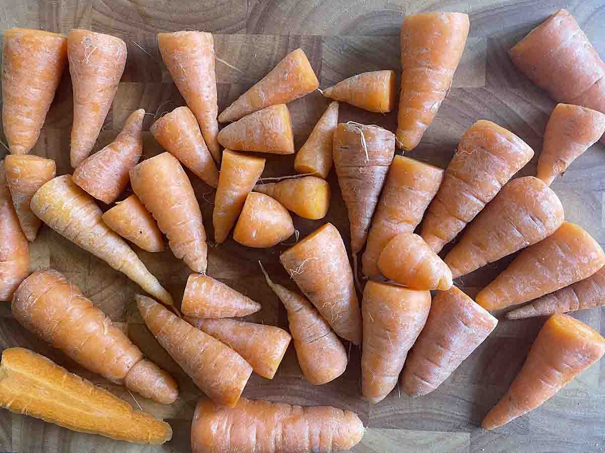 carrots on a board.
