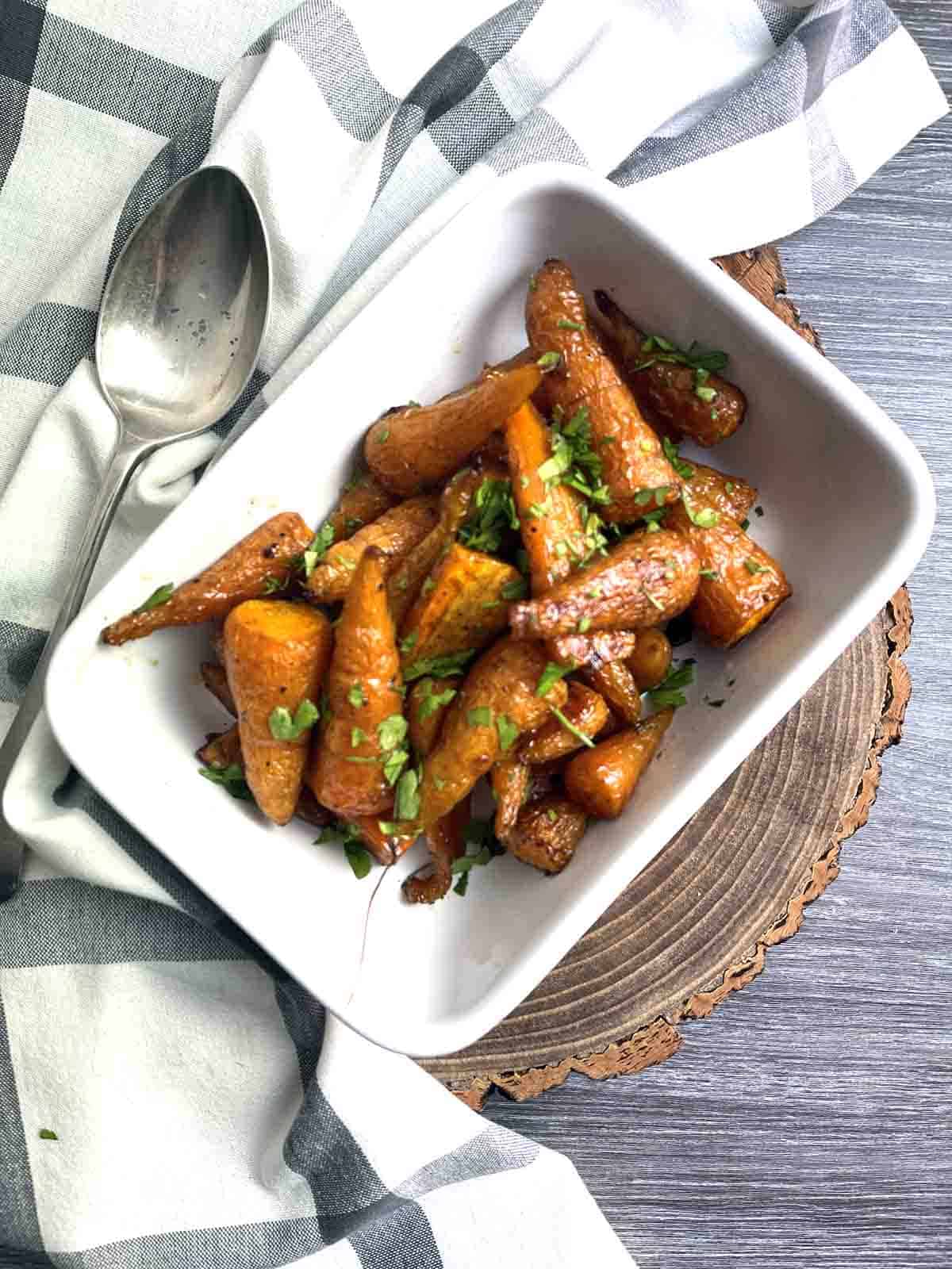 chantenay carrots in a dish.