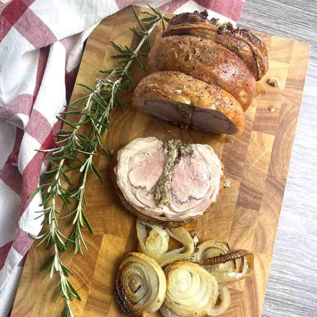Roast Saddle of Lamb with Parsley Thyme Stuffing Great British Recipes