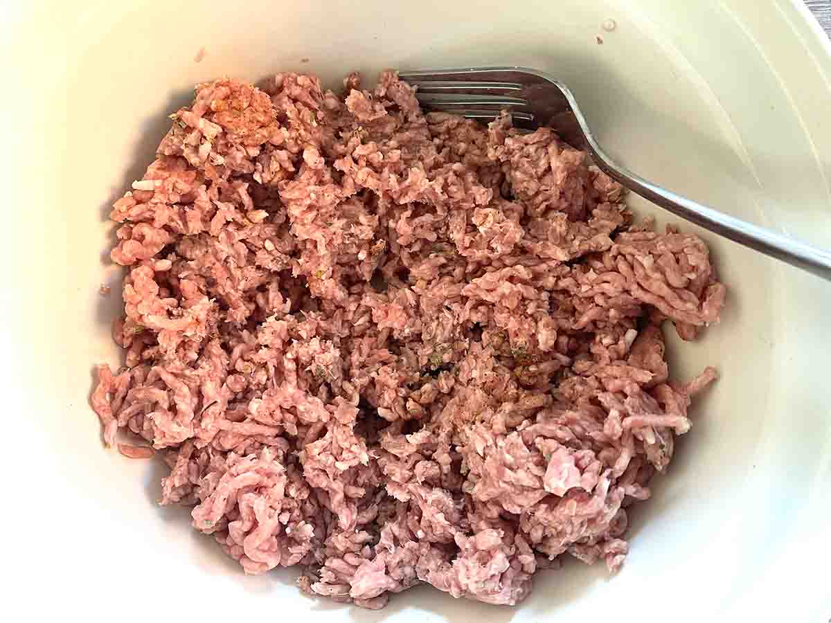 lamb mince in a bowl.