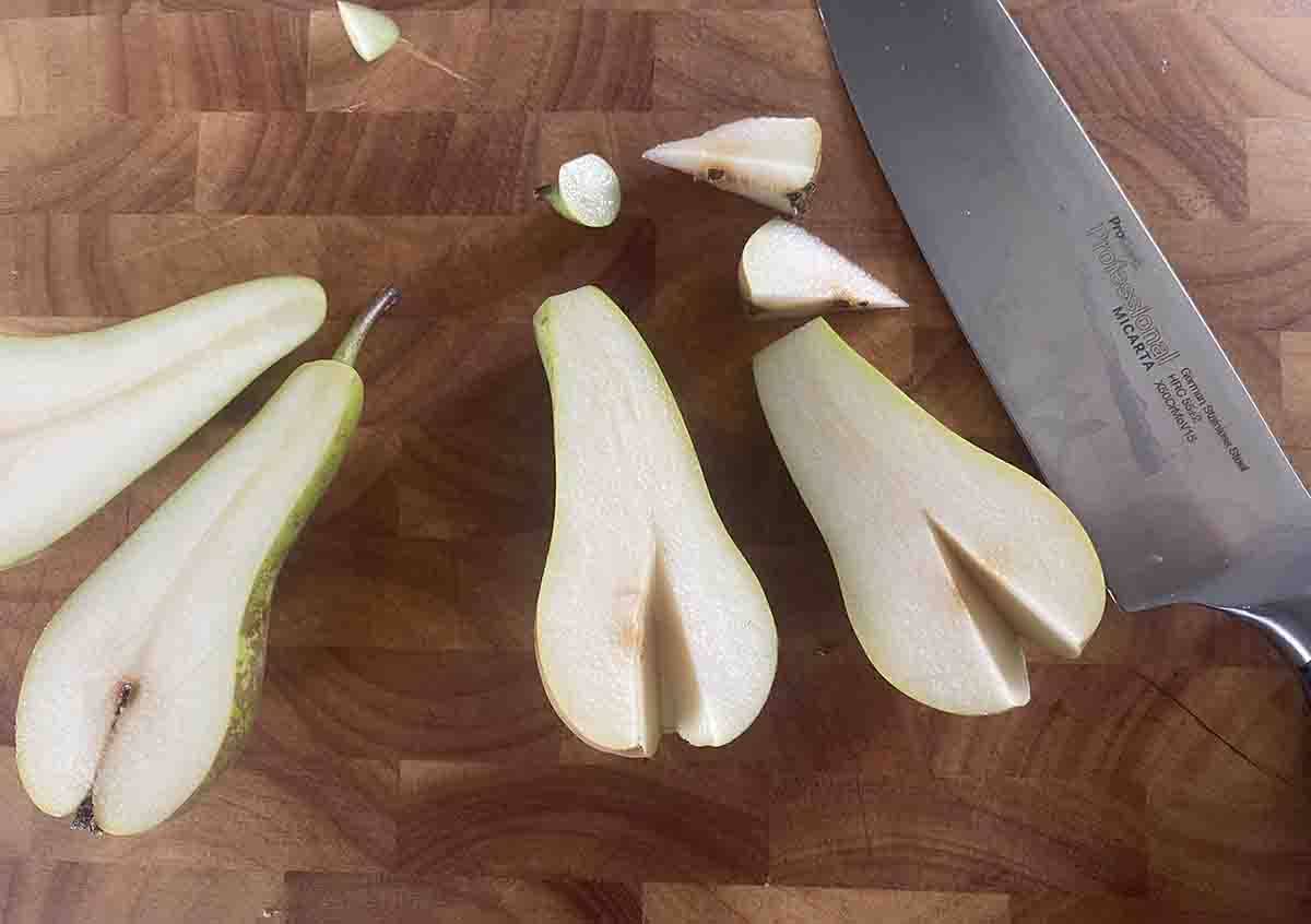 cored pears.