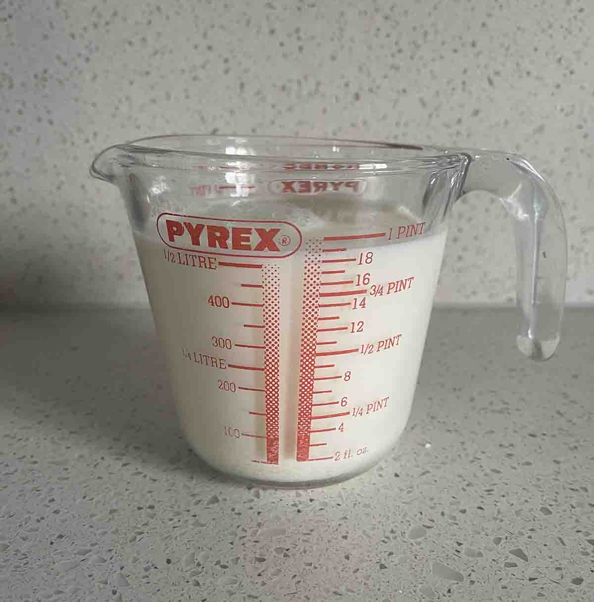 milk in a jug.