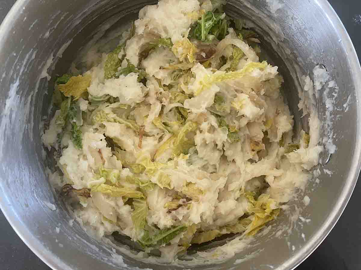 cabbage added to mash.
