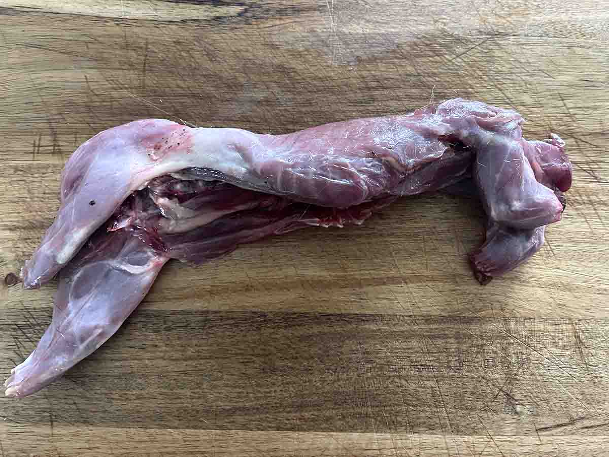 prepared squirrel on a board.