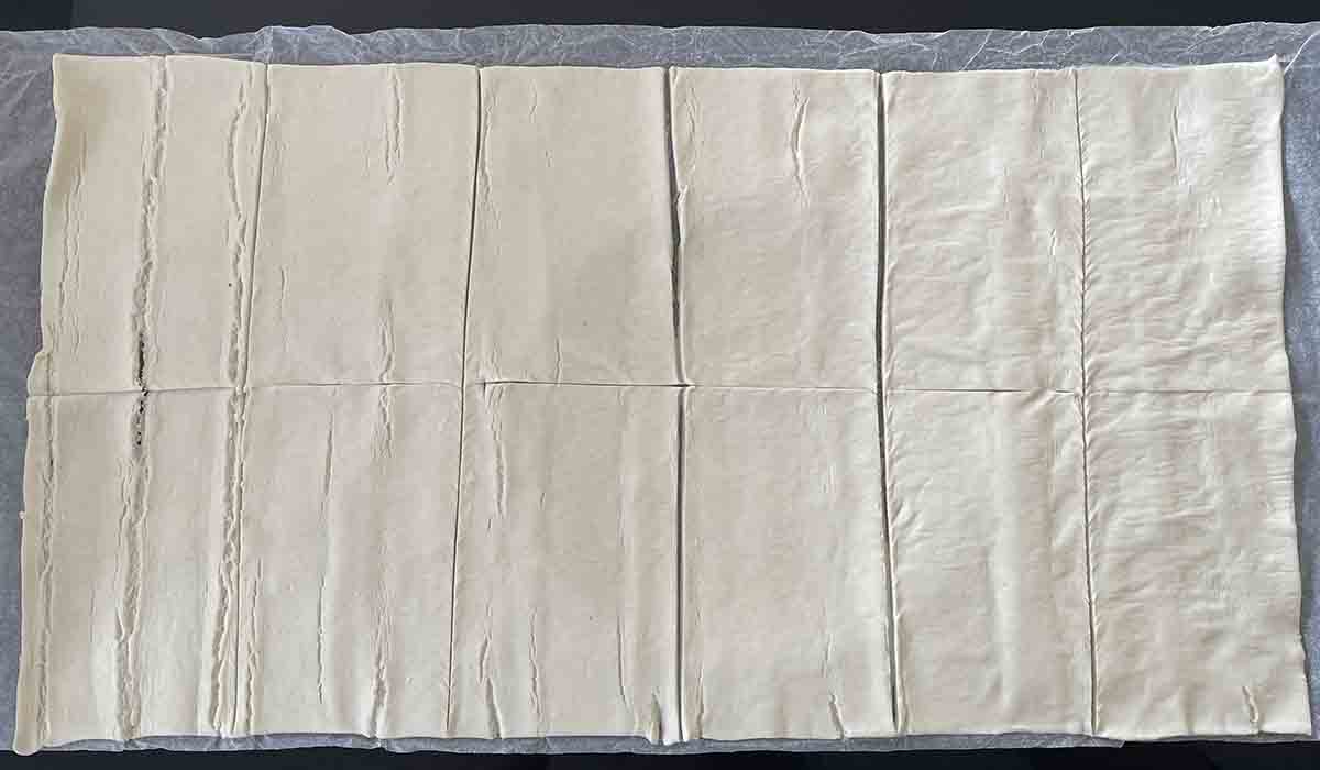 rolled pastry cut into 12.