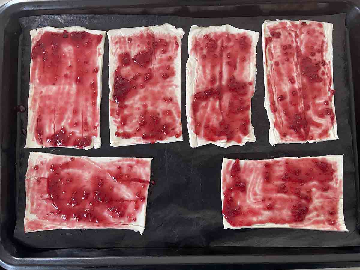 jam spread on pastry.