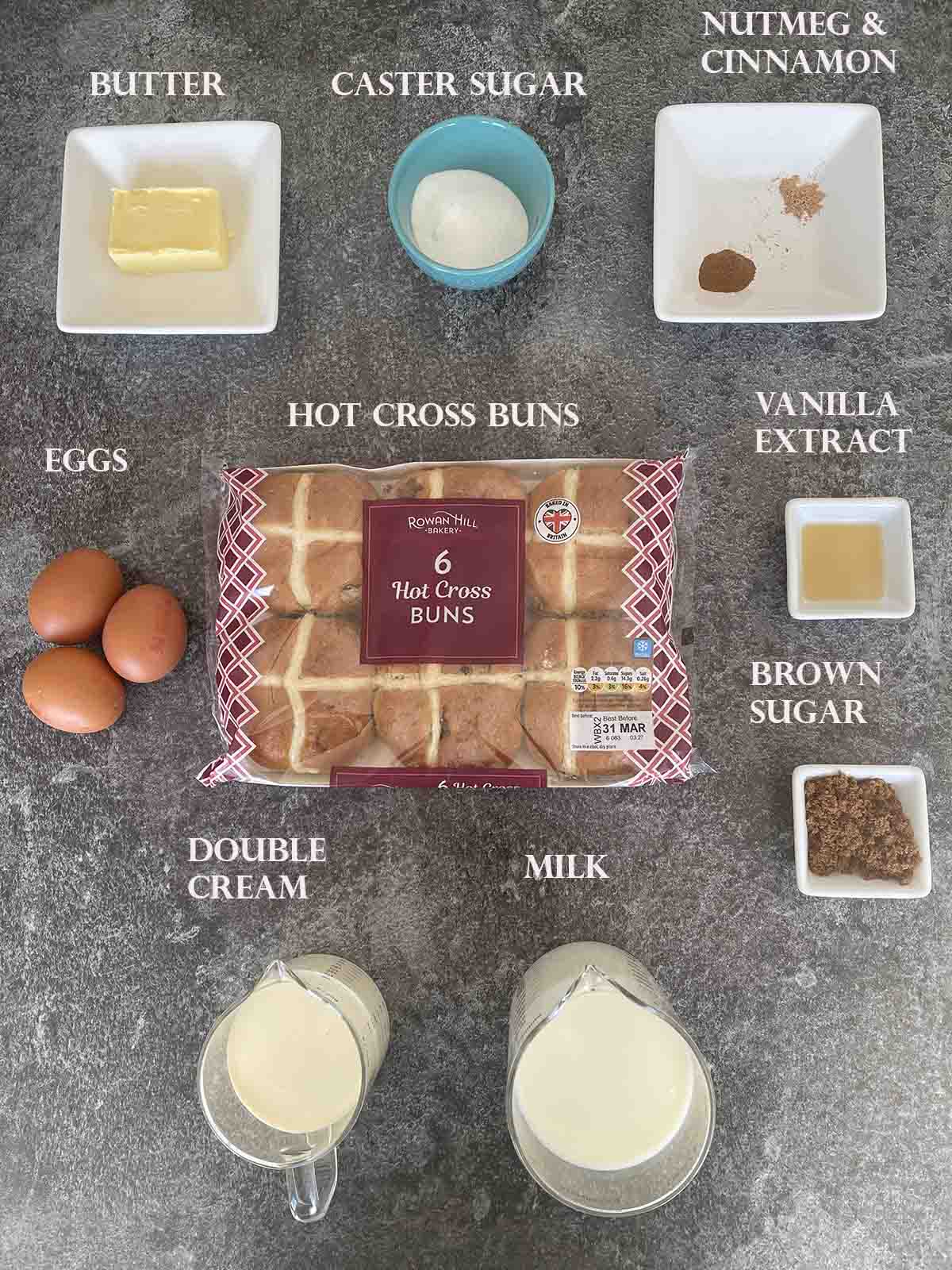 ingredients including milk, cream and eggs.
