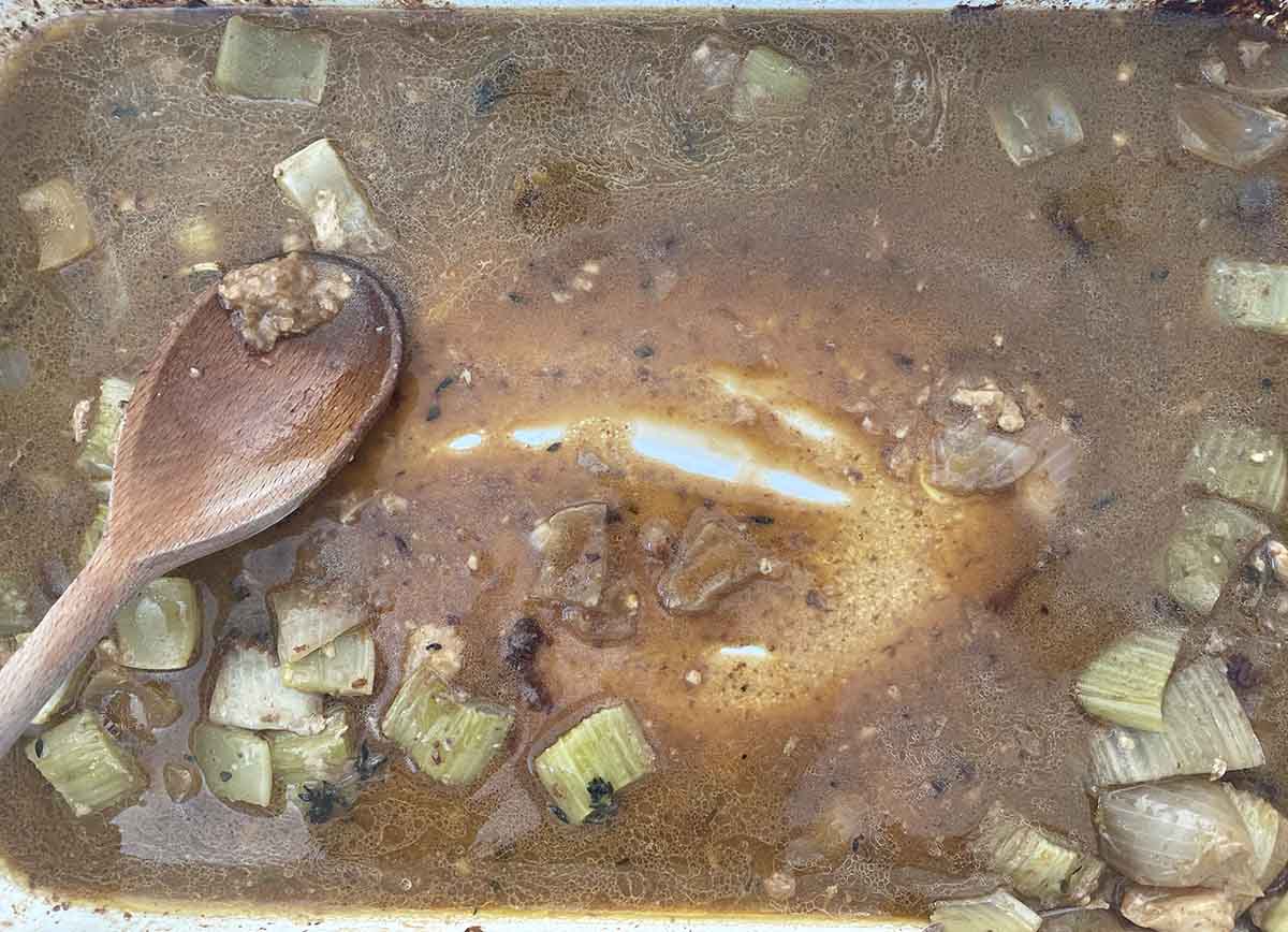 flour added to pan.