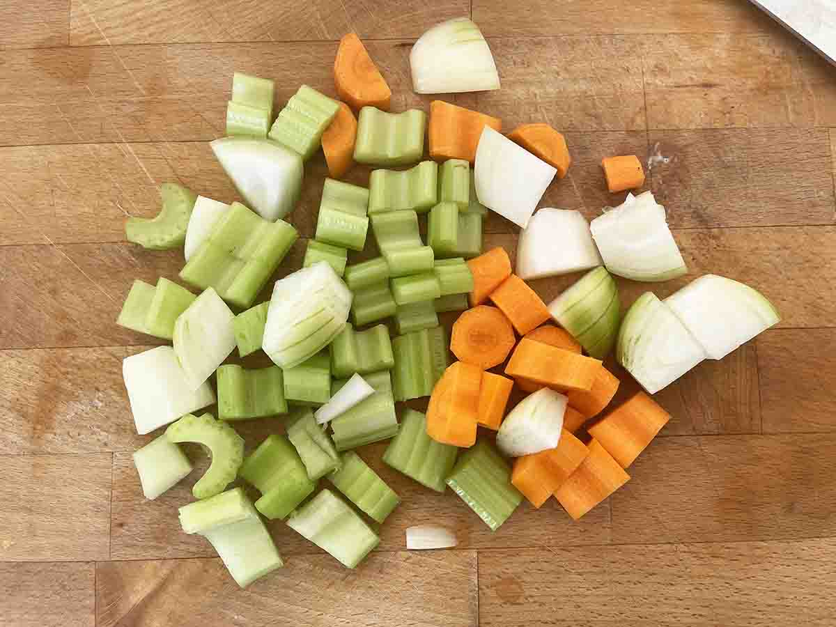 chopped vegetables.