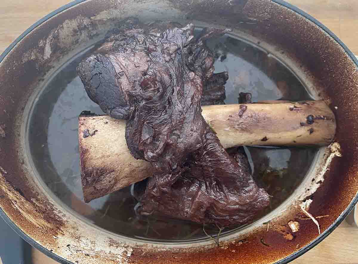 cooked bone in shin of beef.